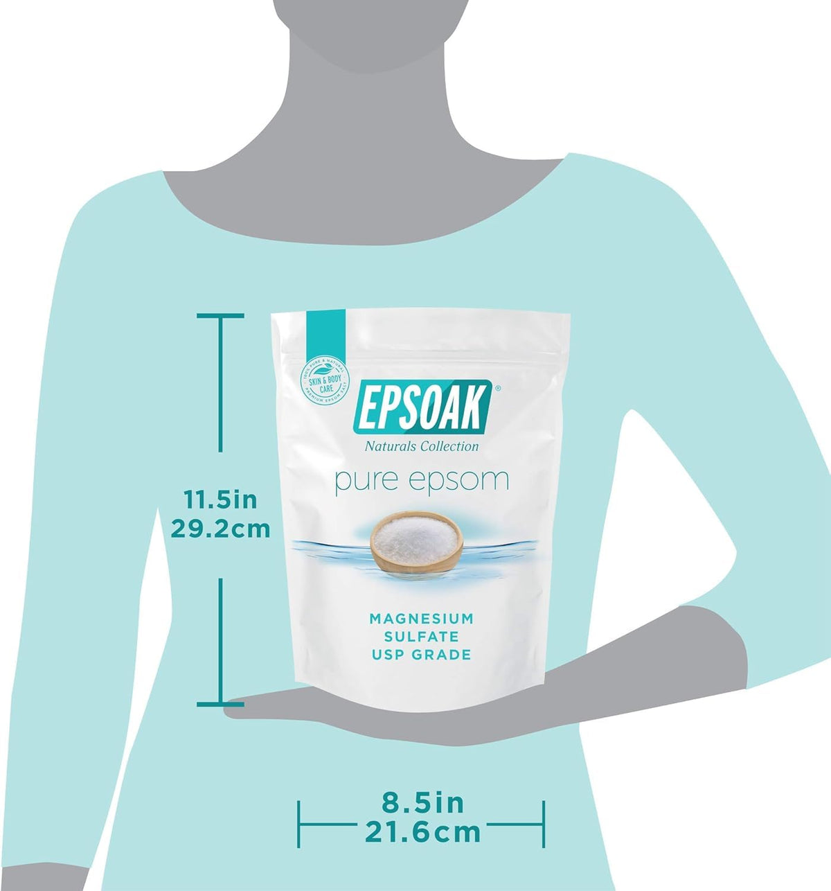 Epsoak Epsom Salt resealable bag open