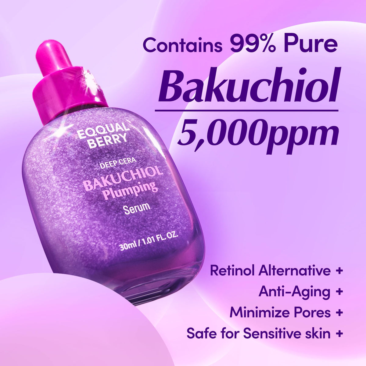 EQQUALBERRY Bakuchiol Plumping Face Serum 30ml back view