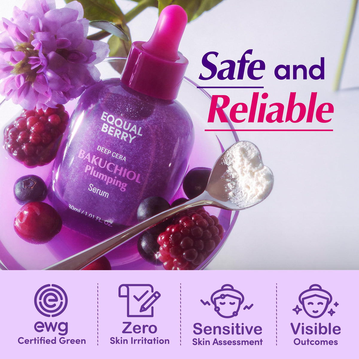 EQQUALBERRY Bakuchiol Plumping Face Serum 30ml texture on hand