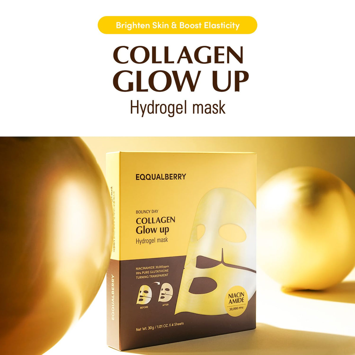 EQQUALBERRY Collagen Glow Up Mask sheet close-up
