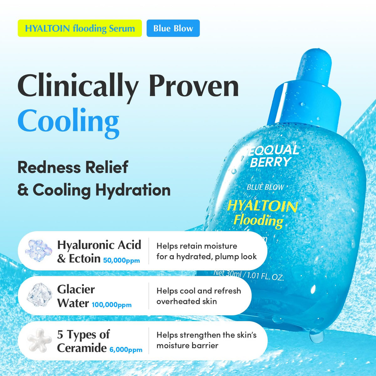 EQQUALBERRY Hyaltoin Flooding Smoothie Serum application on skin