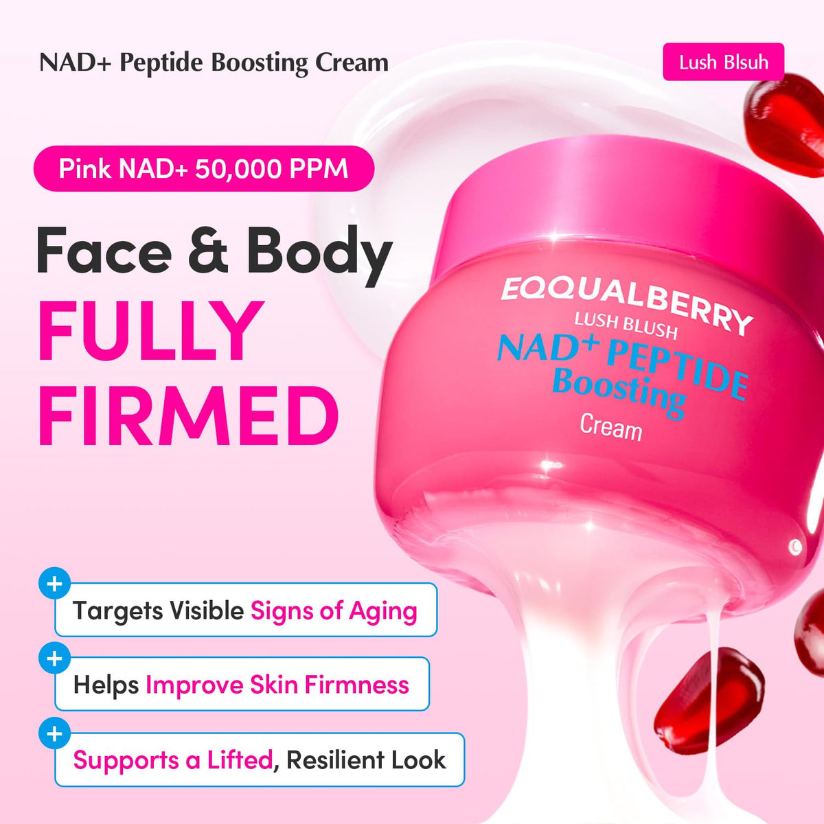 EQQUALBERRY NAD+ Peptide support Cream with product details
