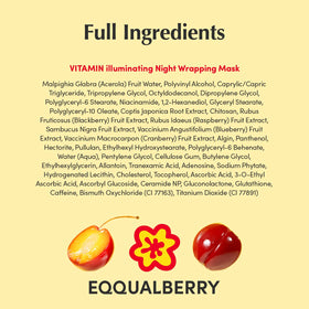 EQQUALBERRY Vitamin Illuminating Night Mask with ingredients display