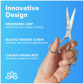 Equinox Hair Cutting Scissors on a wooden table