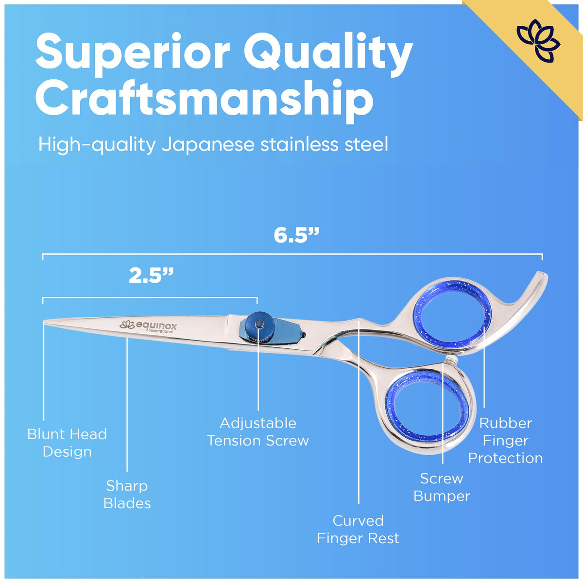 Equinox Hair Scissors showing ergonomic design and finger holes