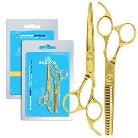 Equinox International Barber Scissors Set front view with shears and thinning shears