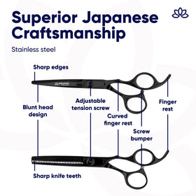 Equinox thinning shears showing ergonomic finger holes