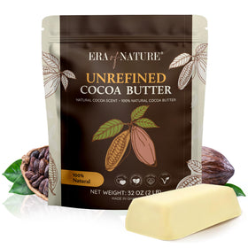 era of nature Cocoa Butter Raw 8oz resealable pouch front view