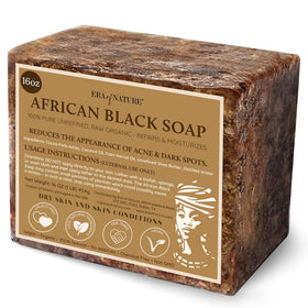 era of nature Organic African Black Soap Bar 16oz front view