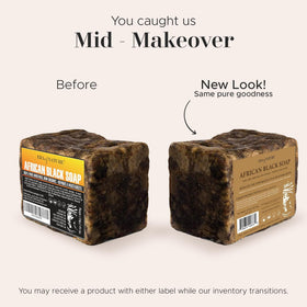 era of nature Organic African Black Soap Bar on a wooden surface
