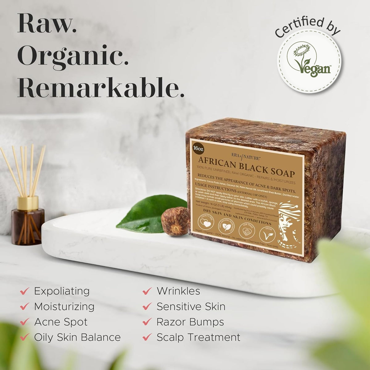 era of nature Organic African Black Soap Bar packaging