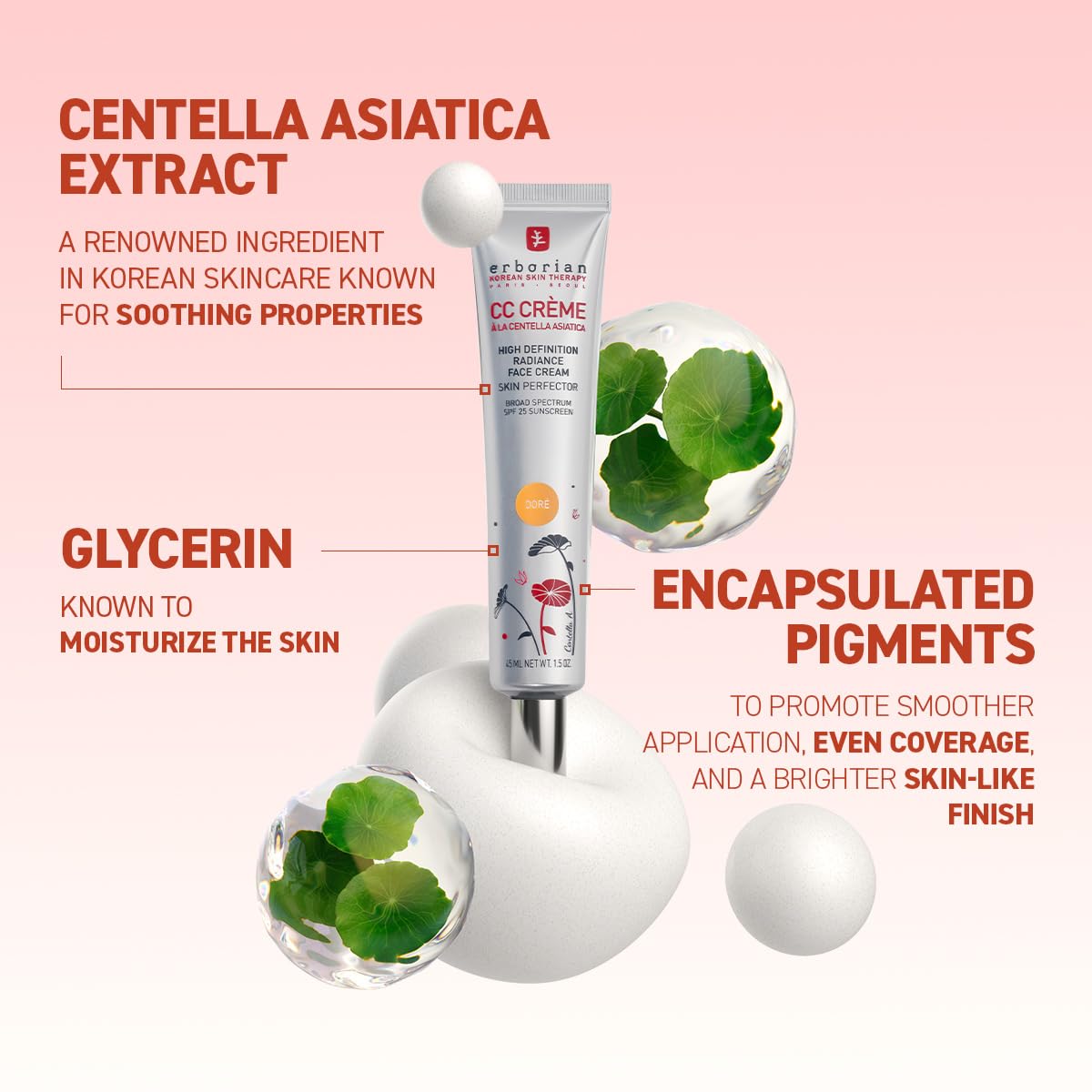 Erborian CC Cream Doré swatch showing adaptability