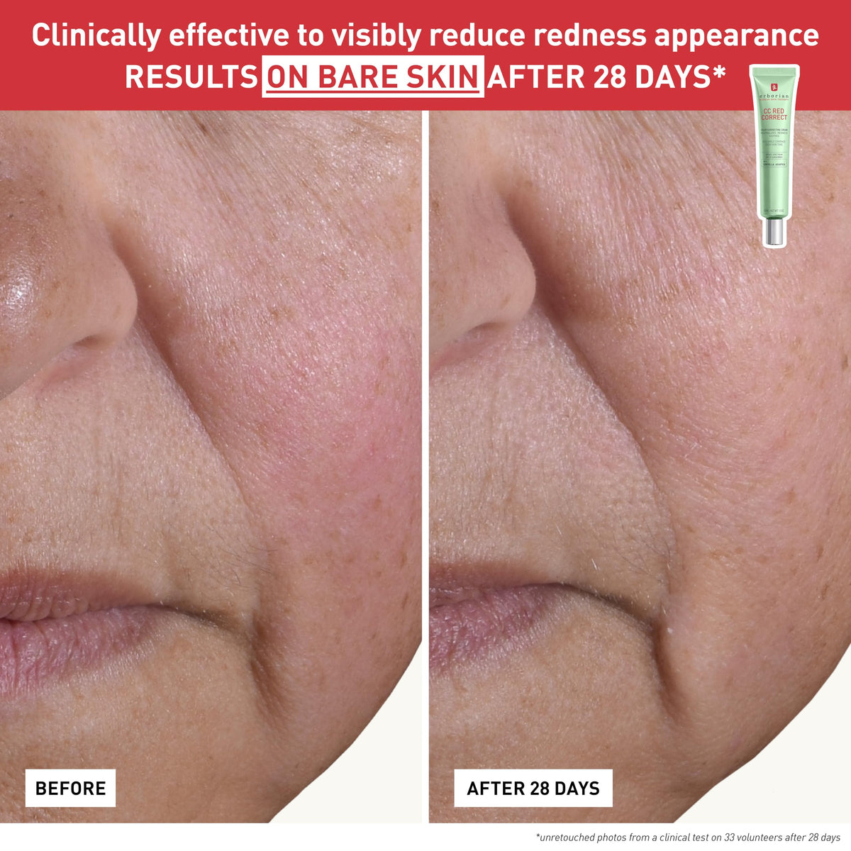 Erborian CC Red Correct on a makeup vanity