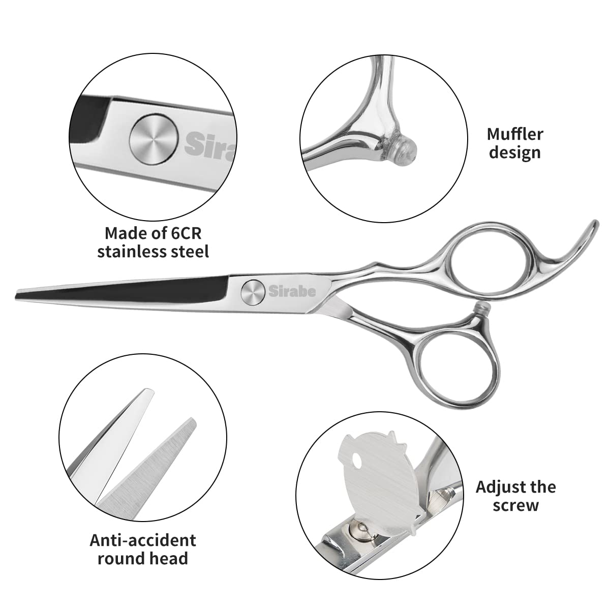 Ergonomic handle design of Sirabe hair cutting scissors