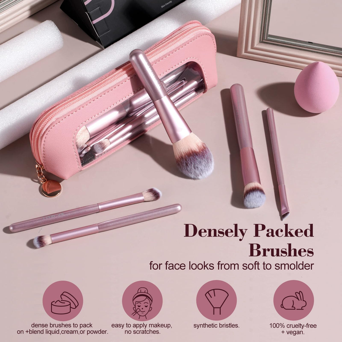 Ergonomic handle of BS-MALL makeup brush for comfortable grip