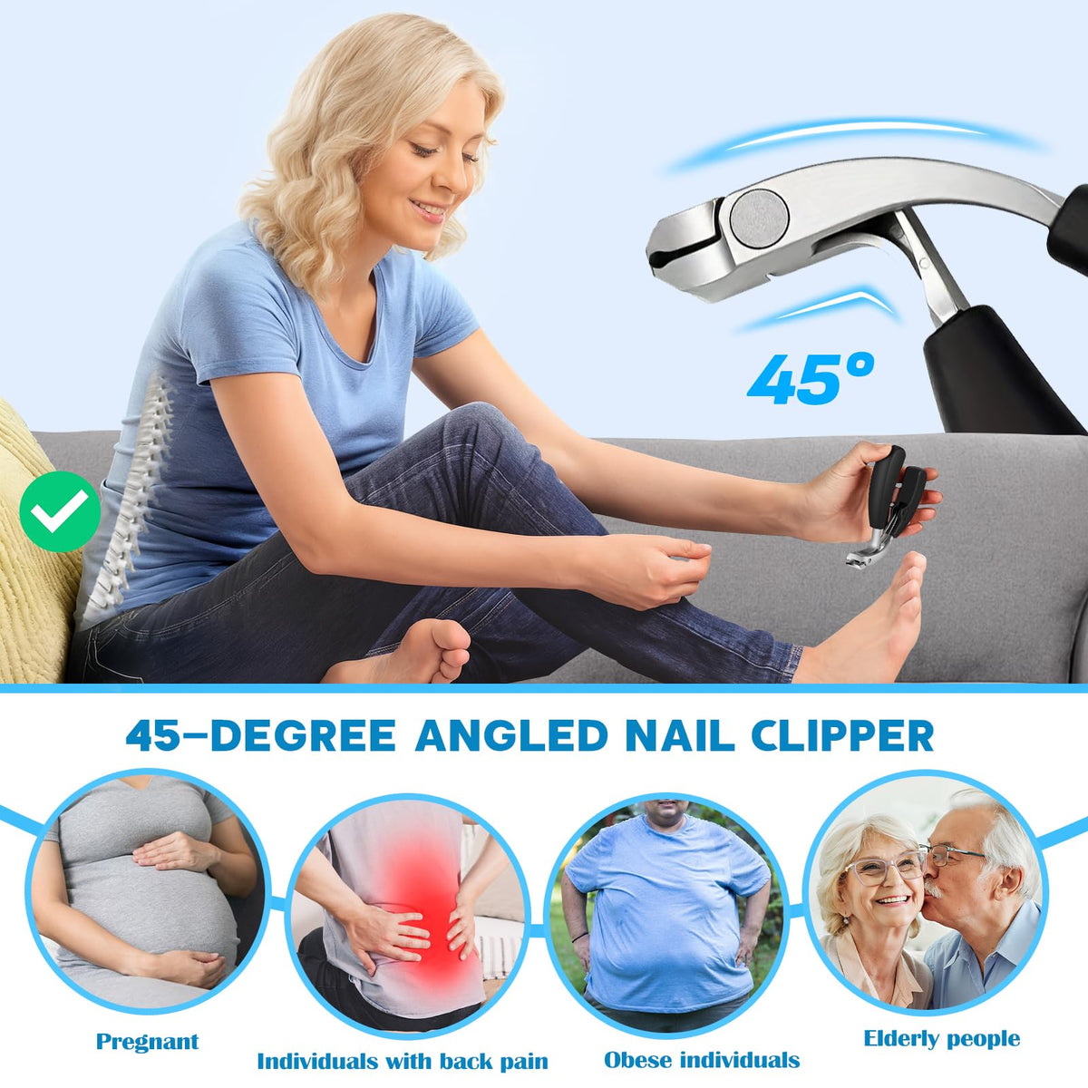 Ergonomic handle of MPKDZNE toenail clippers for stability