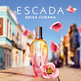 Escada Brisa Cubana bottle with sunkissed orange gradient