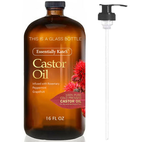 Essentially KateS Castor Oil 16 Fl Oz glass bottle front view