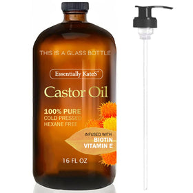 Essentially KateS Castor Oil 16 Fl Oz glass bottle front view