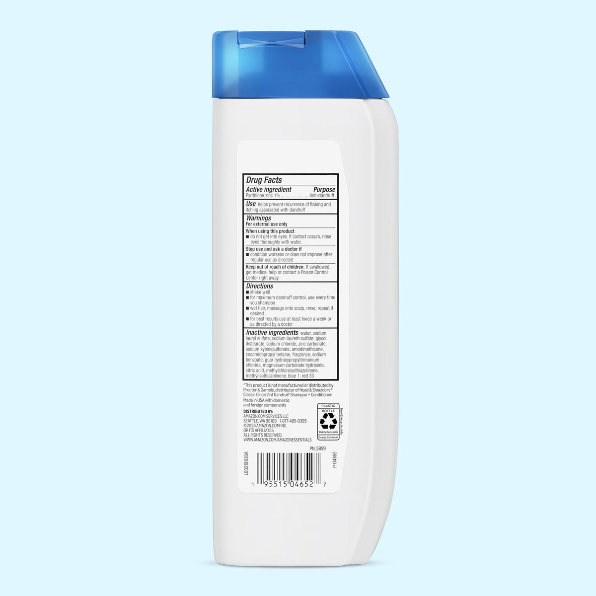 Essentials 2-in-1 Dandruff Shampoo and Conditioner bottle cap close-up