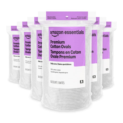 Essentials Oval Premium Cotton Pads 300 count packaging front view