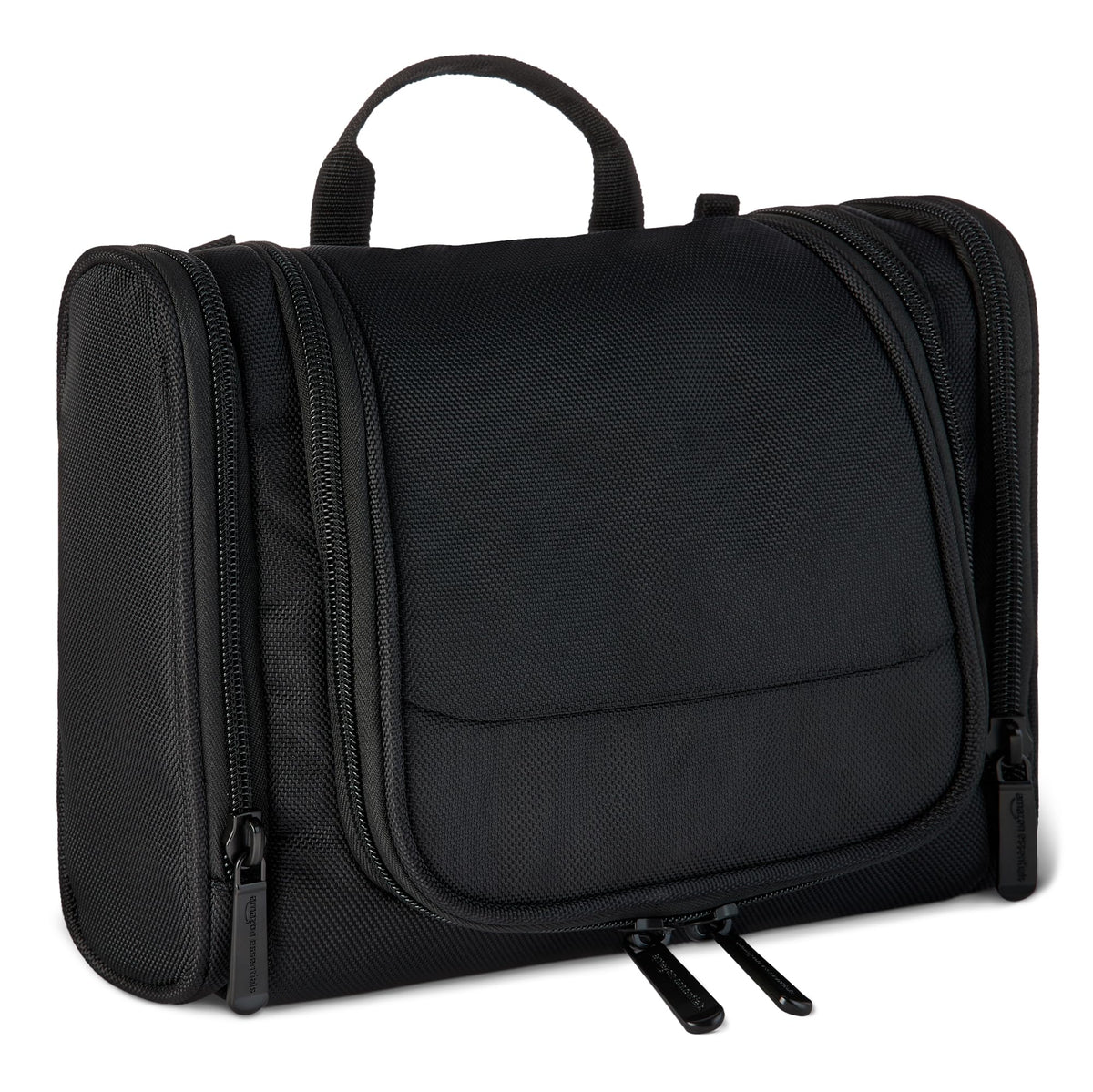 Essentials spacious toiletry bag front view in black