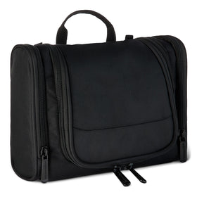 Essentials spacious toiletry bag front view in black