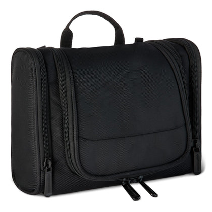 Essentials spacious toiletry bag front view in black