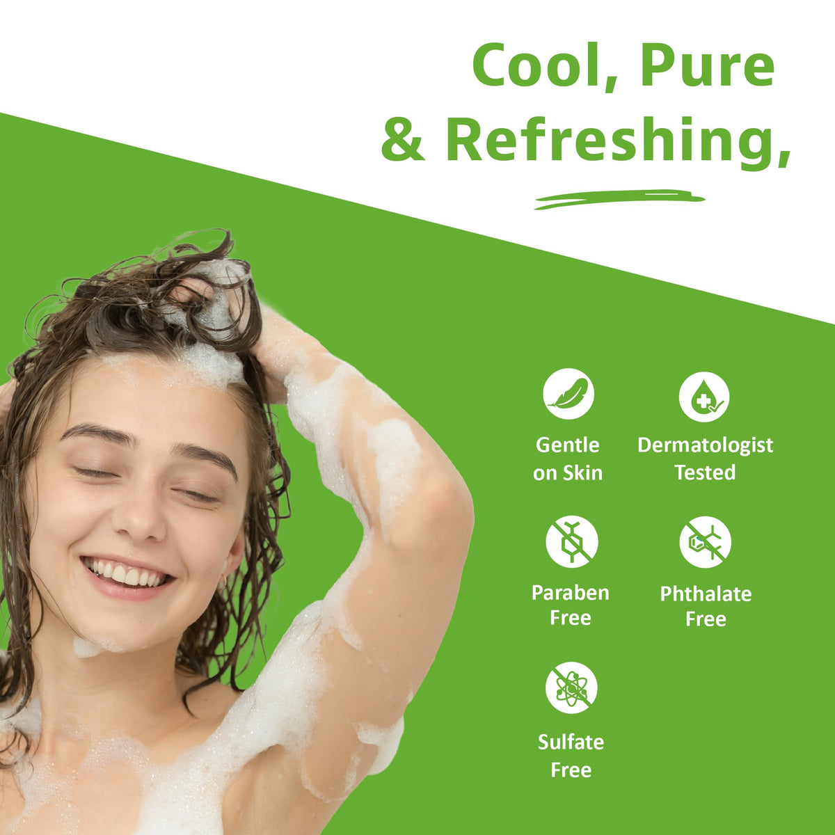 Essentials Tea Tree Mint Shampoo bottle with mint leaves