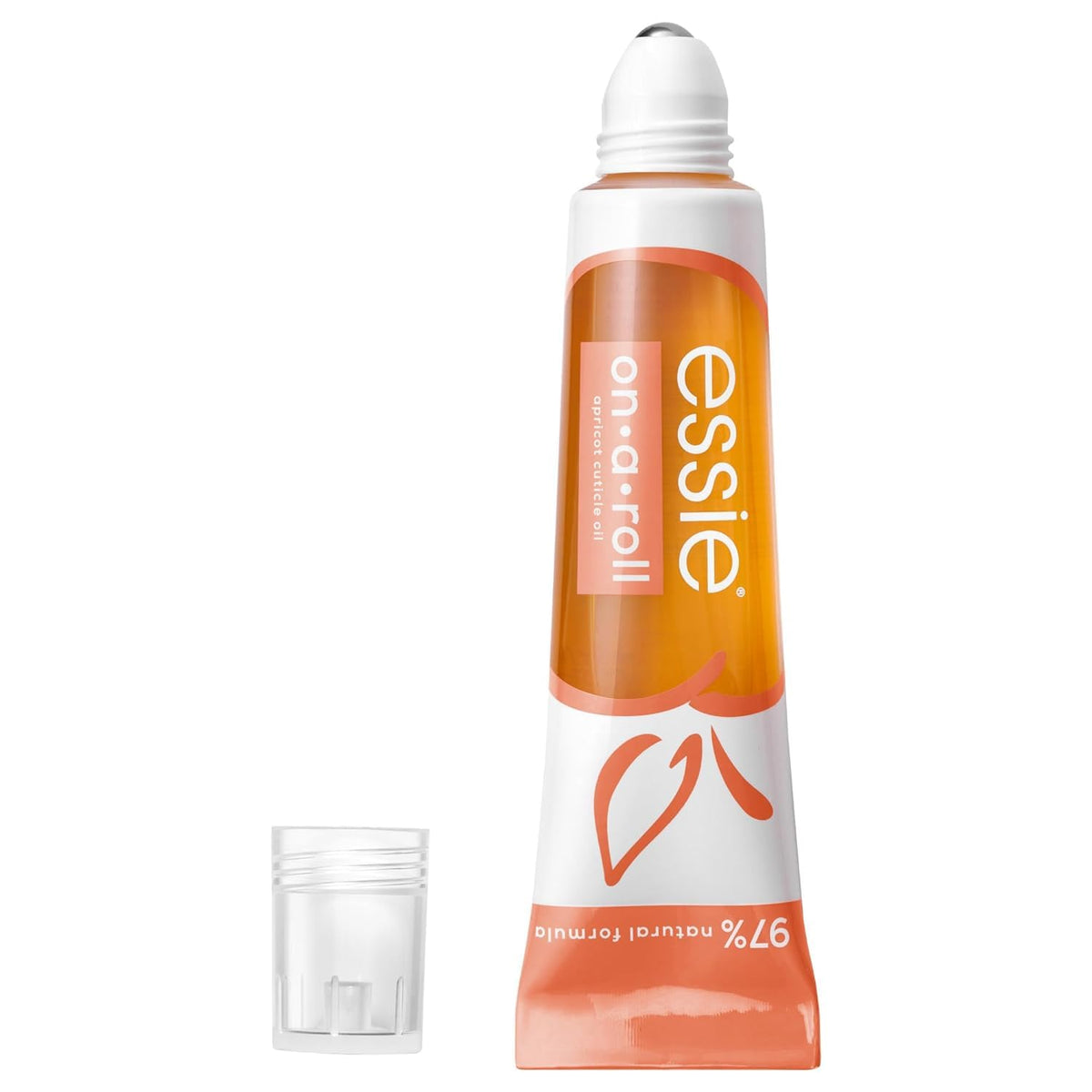 essie Apricot Cuticle Oil front view with roll-on applicator