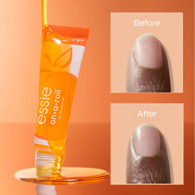 essie Apricot Cuticle Oil side view with ingredients