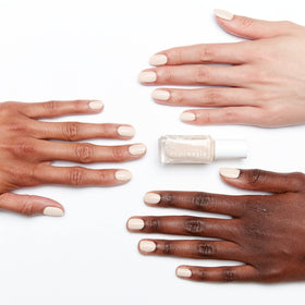 essie expressie Quick-Dry Nail Polish Daily Grind eggshell white angled brush close-up