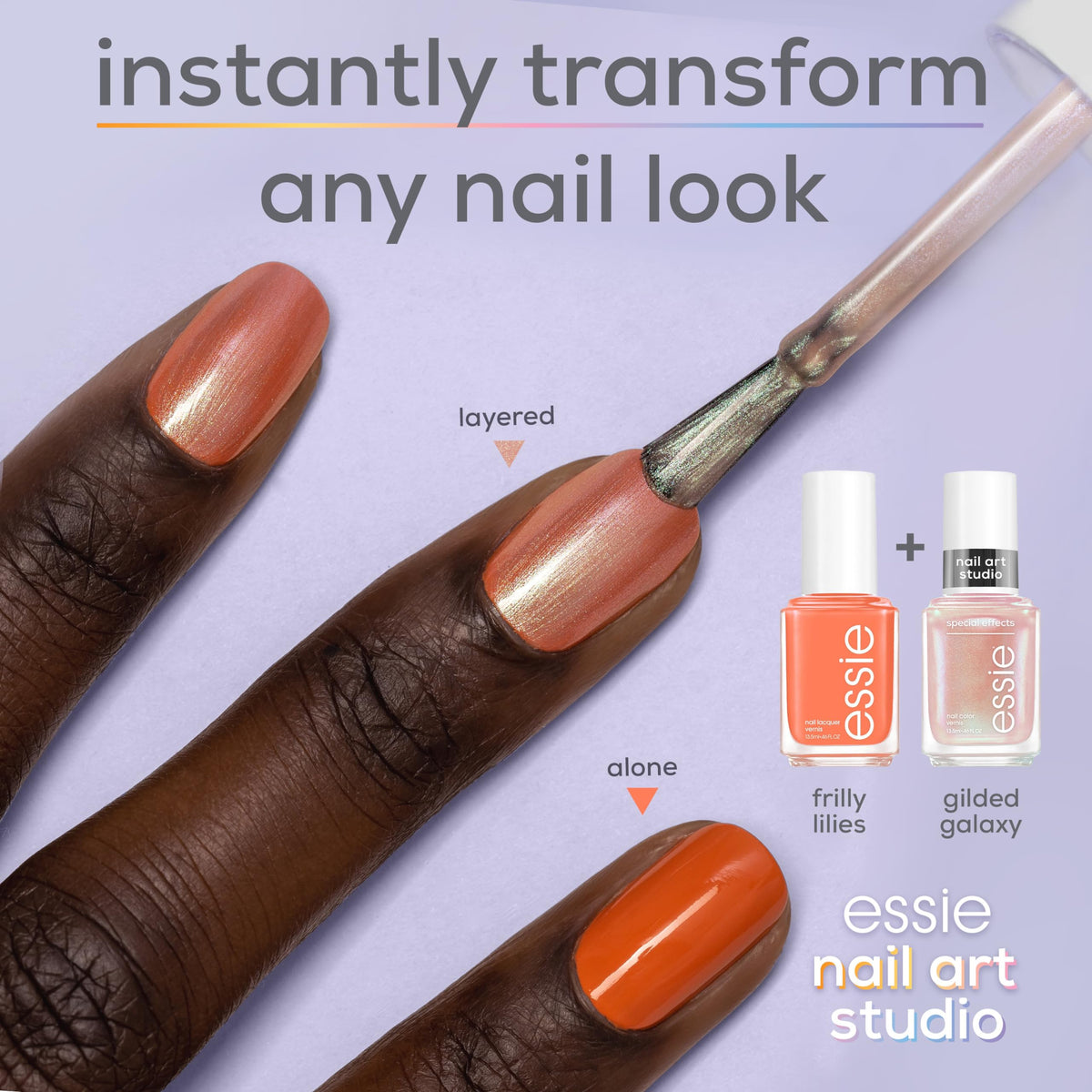 essie Gilded Galaxy nail polish applied on nails