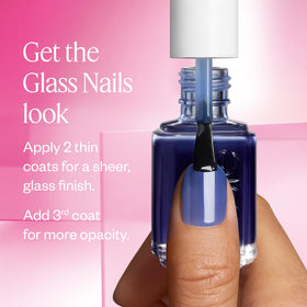 essie Glass Nails applied on nails showcasing glassy effect
