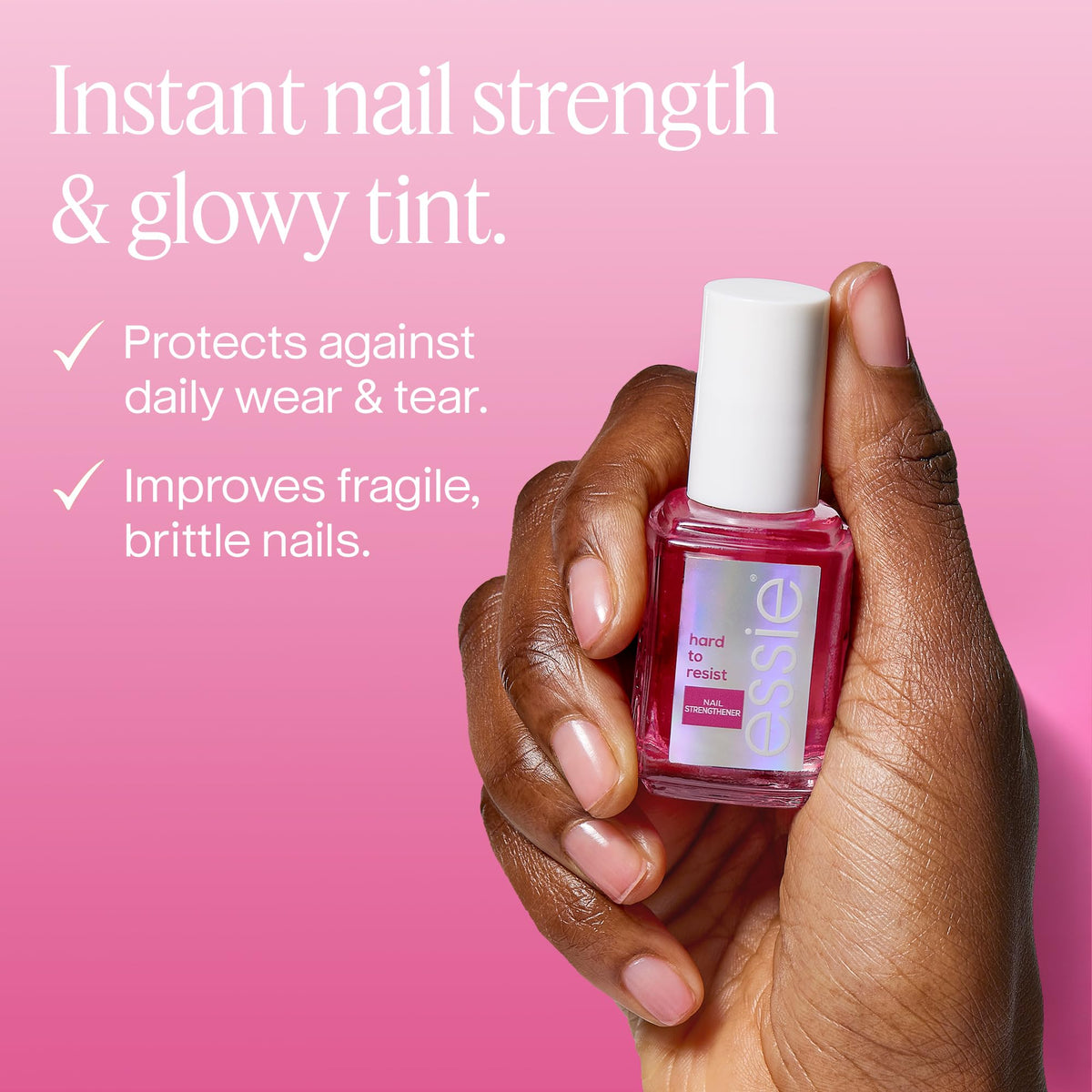 essie Hard To Resist Nail Strengthener on a clean nail