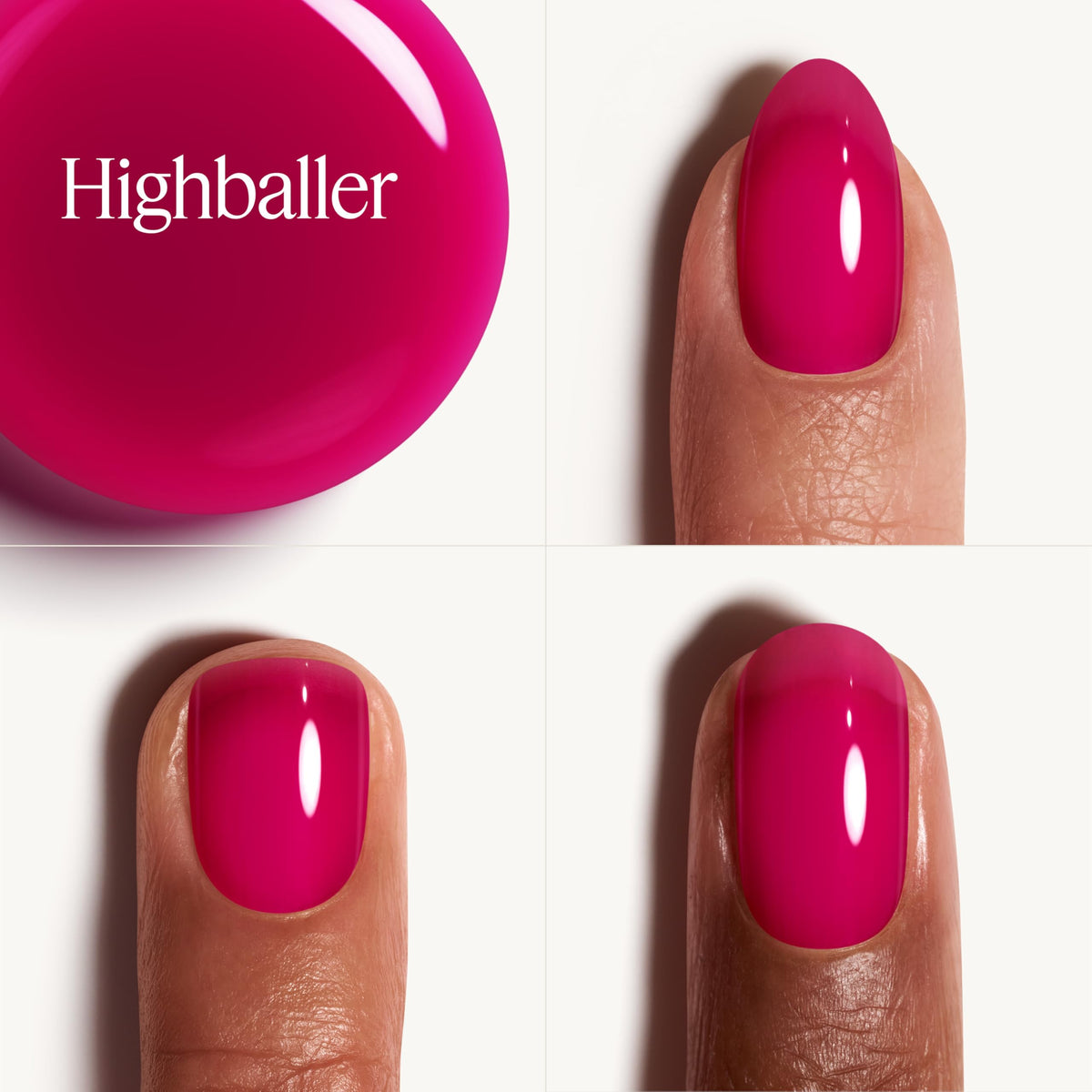 essie Highballer translucent fuchsia nail polish on nails