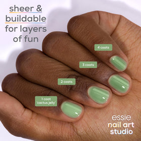 essie Jelly Gloss Polish Cactus Jelly on nails with layered effect