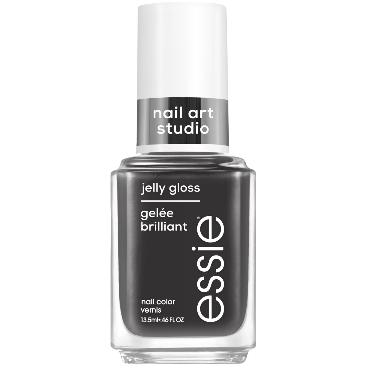essie Jelly Gloss Polish sheer black bottle front view