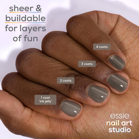 essie Jelly Gloss Polish sheer black swatch on nails