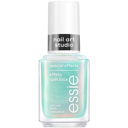essie Mystic Marine nail polish front view with turquoise pearl effect