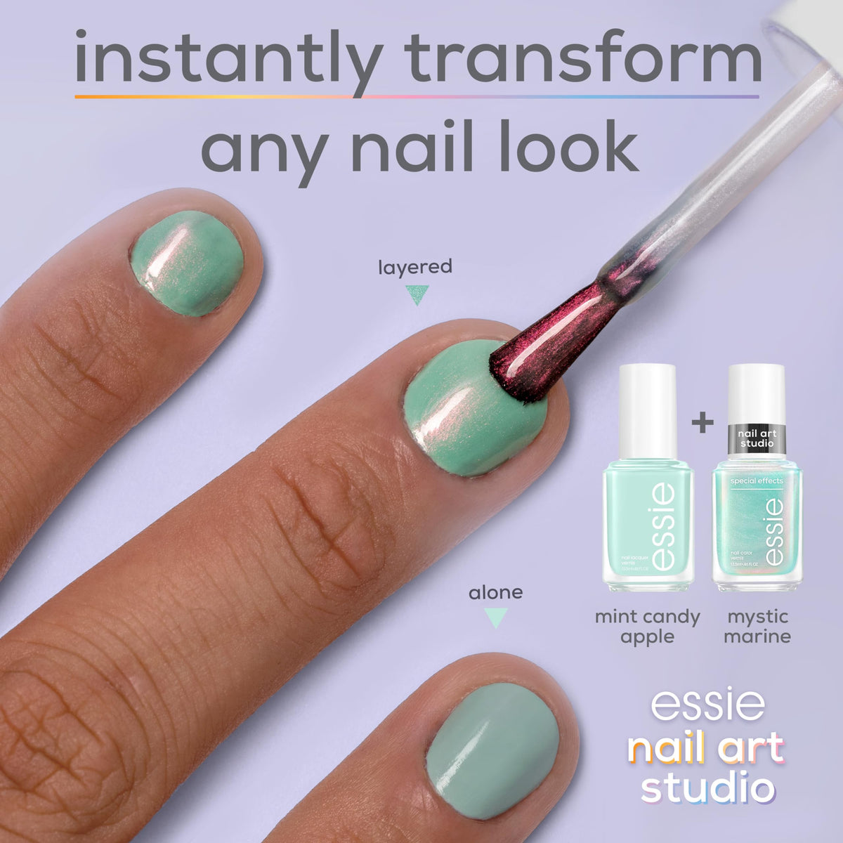 essie Mystic Marine nail polish with easy glide brush for professional application