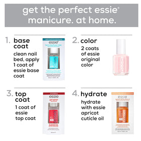 essie No Chips Ahead Top Coat with essie apricot cuticle oil