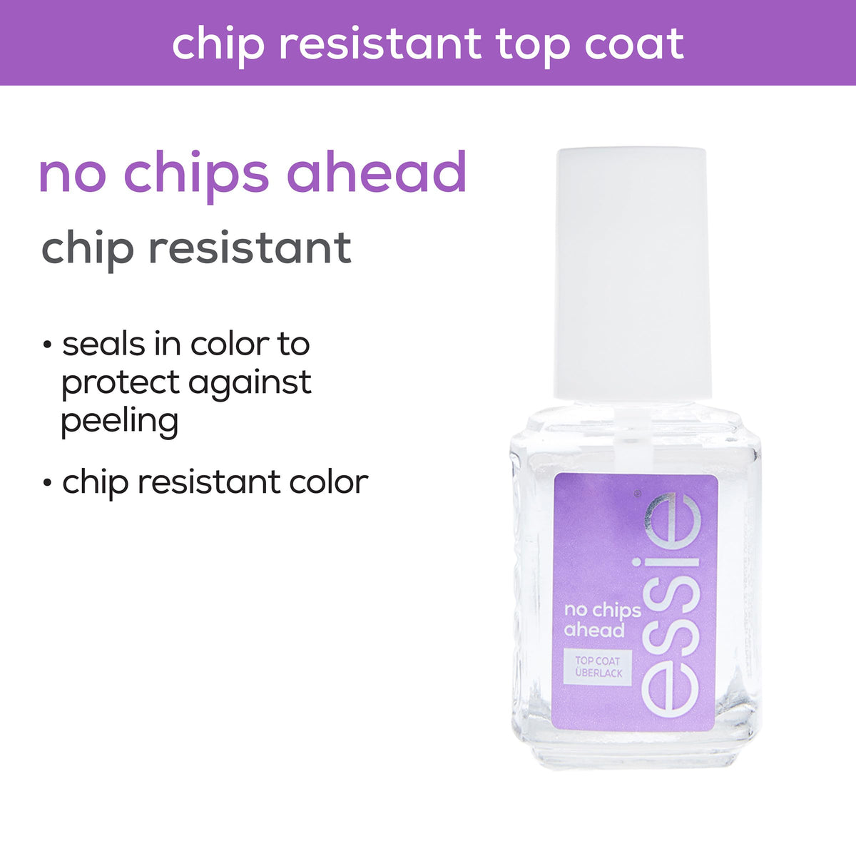 essie No Chips Ahead Top Coat with essie nail polish colors