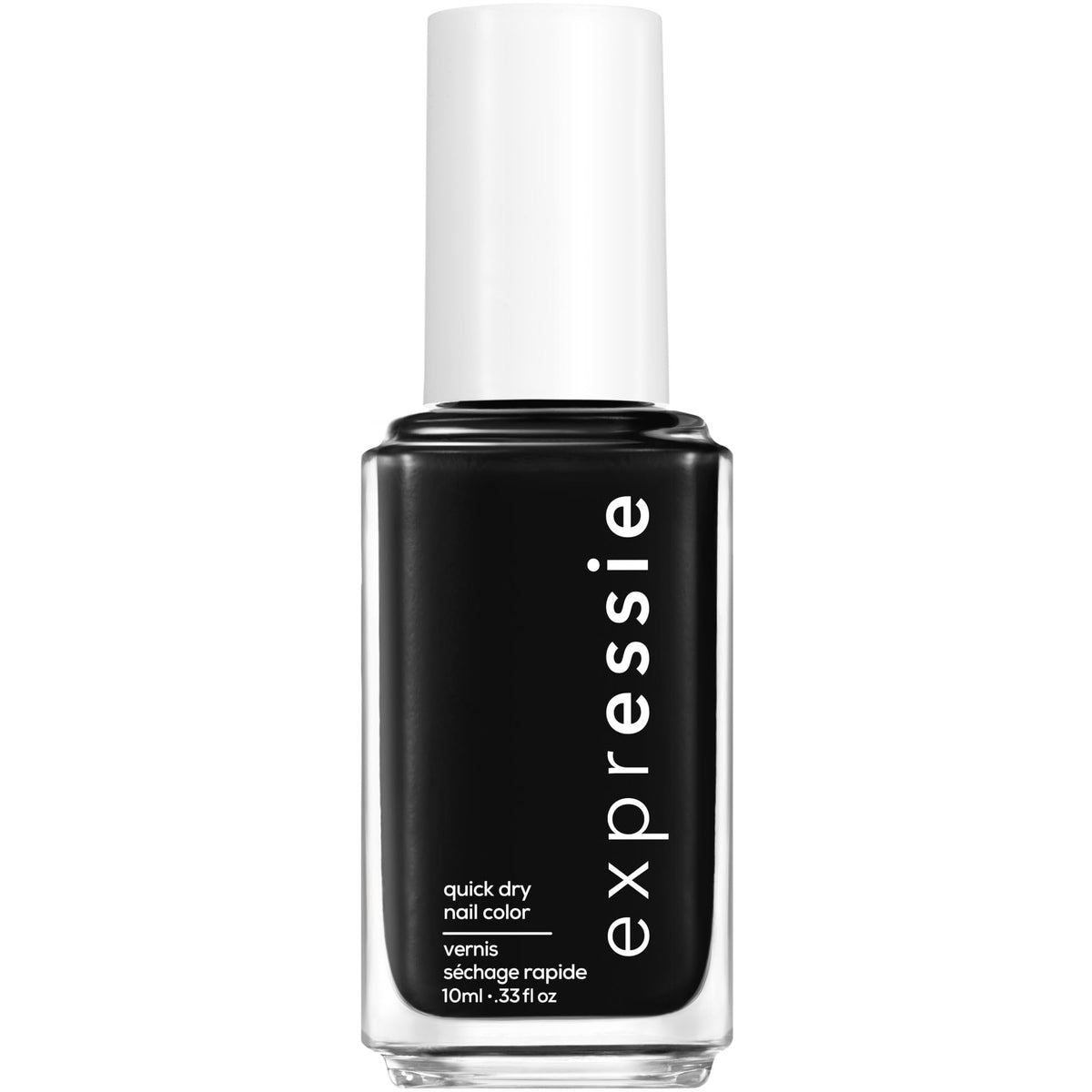 essie Quick-Dry Vegan Nail Polish Black 380 Now Or Never front view