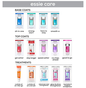 essie Stay Longer Top Coat alongside essie nail polish