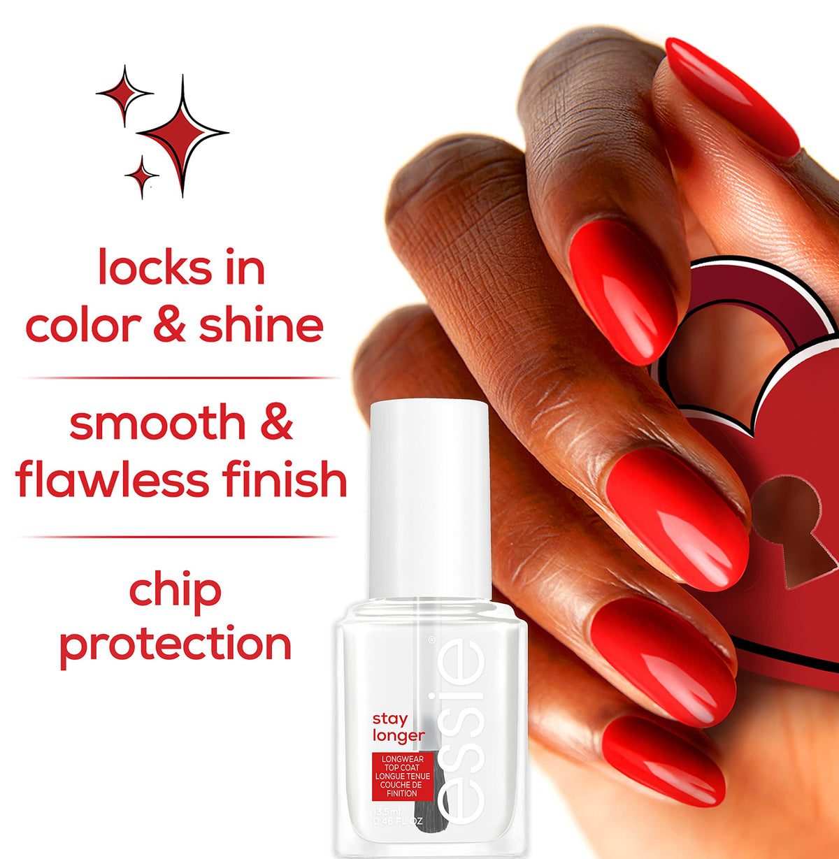 essie Stay Longer Top Coat bottle with cap