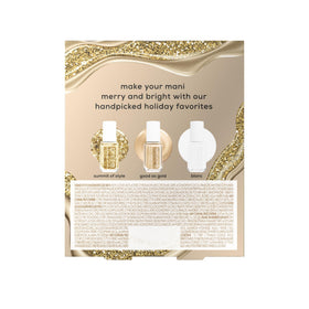 essie Summit of Style nail polish bottle with gold glitter