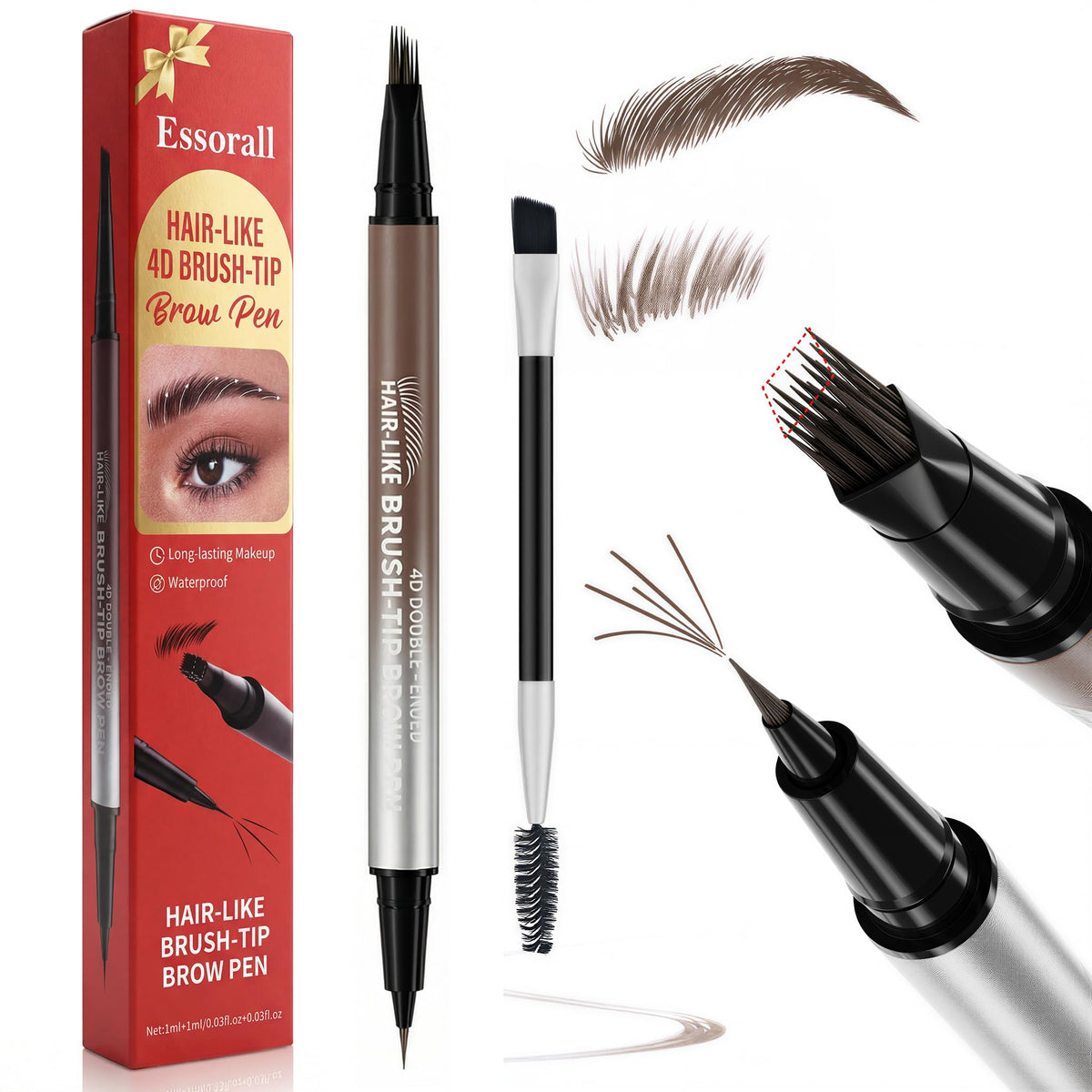 Essorall 2-in-1 Microblading Eyebrow Pencil brown front view