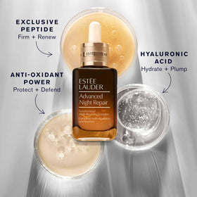 Estée Lauder Advanced Night Repair Serum on a bathroom counter