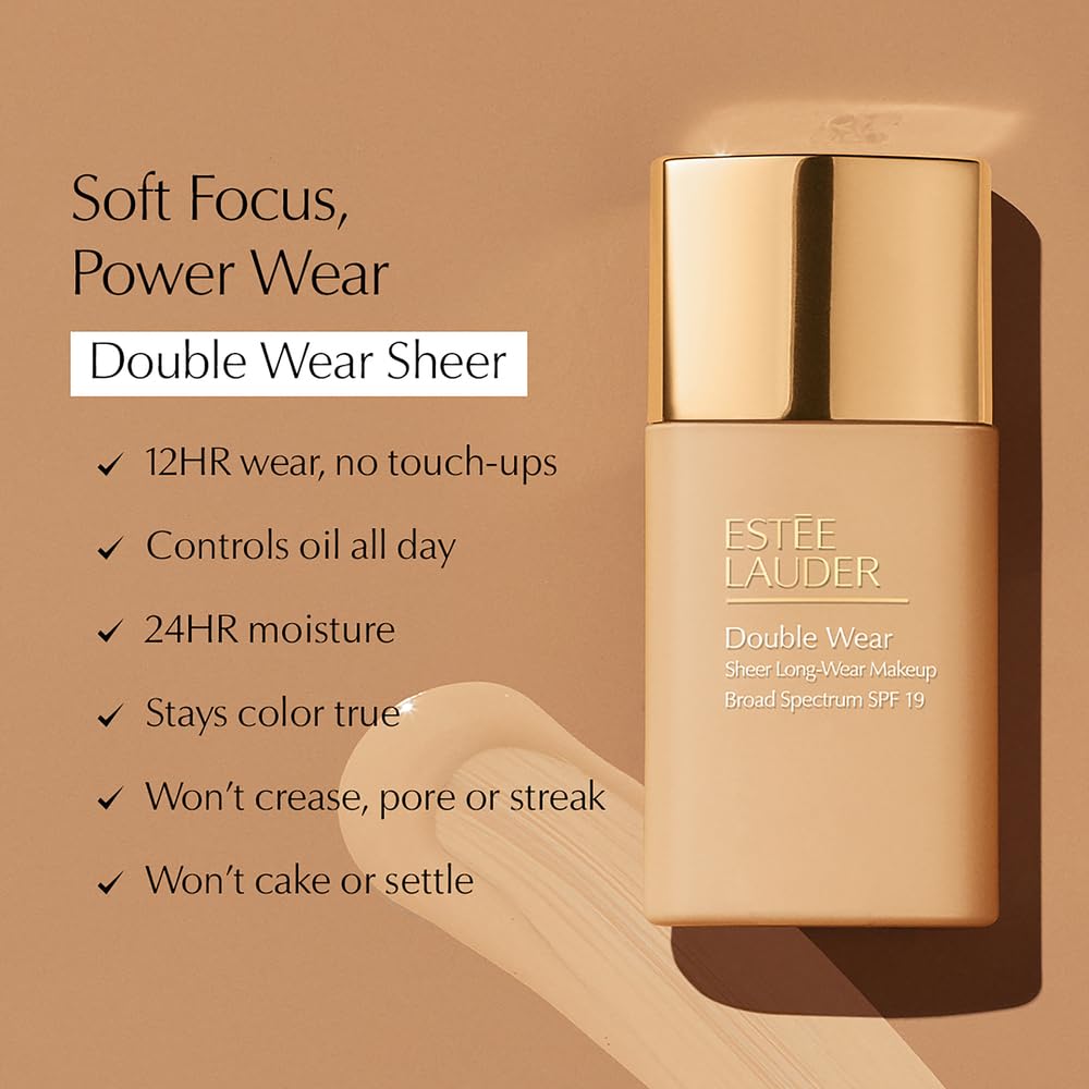 Estée Lauder Double Wear Sheer Matte Foundation 6N2 Truffle with makeup brush